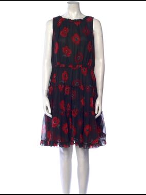 Kate Spade Black and Red Floral Print Dress